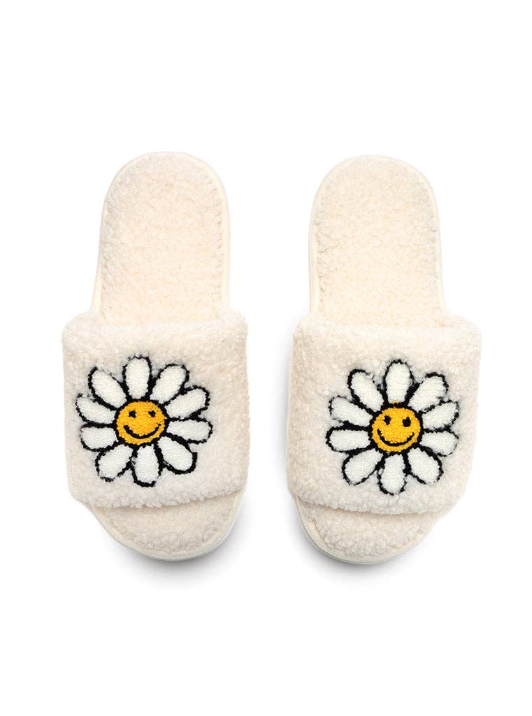 Mint Daisy Happy Face Slippers